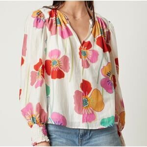 Velvet Graham Spencer Avery Cream Floral Blouse Top S